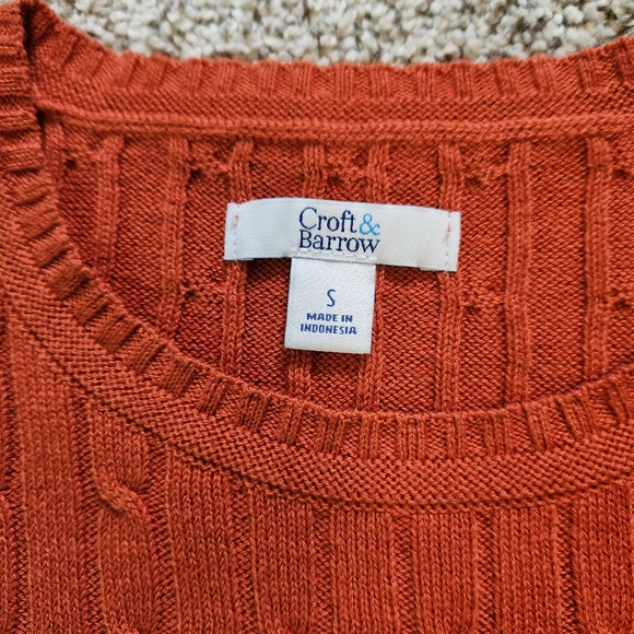 Croft & Barrow Cable Knit Sweater Crew Neck Size Small EUC Burnt Orange Size S - Picture 4 of 7